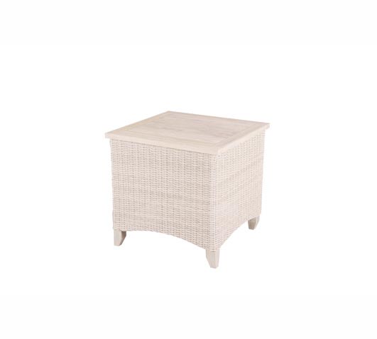 Side Table 60cm Venice Wicker White Wash Teak Wholesale Teak Outdoor Furniture Sydney Australia